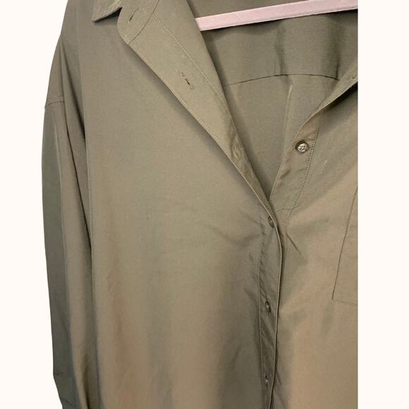Athleta Cropped Stretch Tech Top Button Up Aspen Olive 2X - Picture 3 of 4